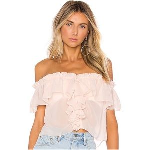 House of Harlow 1960 x REVOLVE blush ruffled top sz S